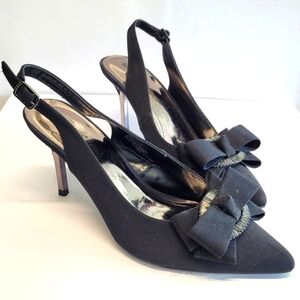 Torta Caliente Emelia Black Heals With Bow Size 9.5